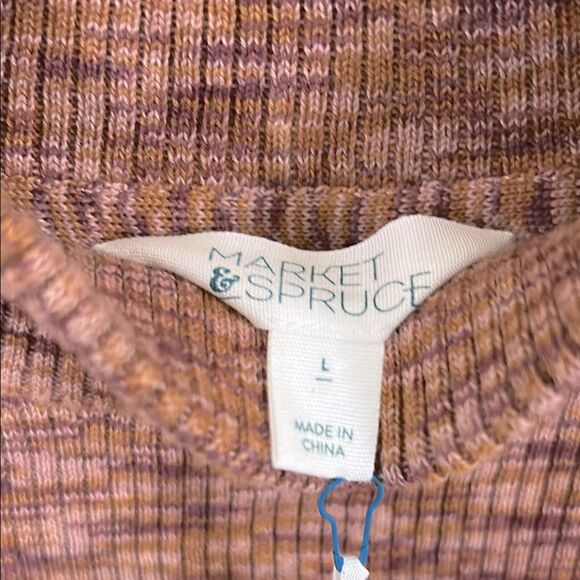 Market & Spruce Rust and Brown Turtleneck Sweater - L - NWT - Picture 3 of 5